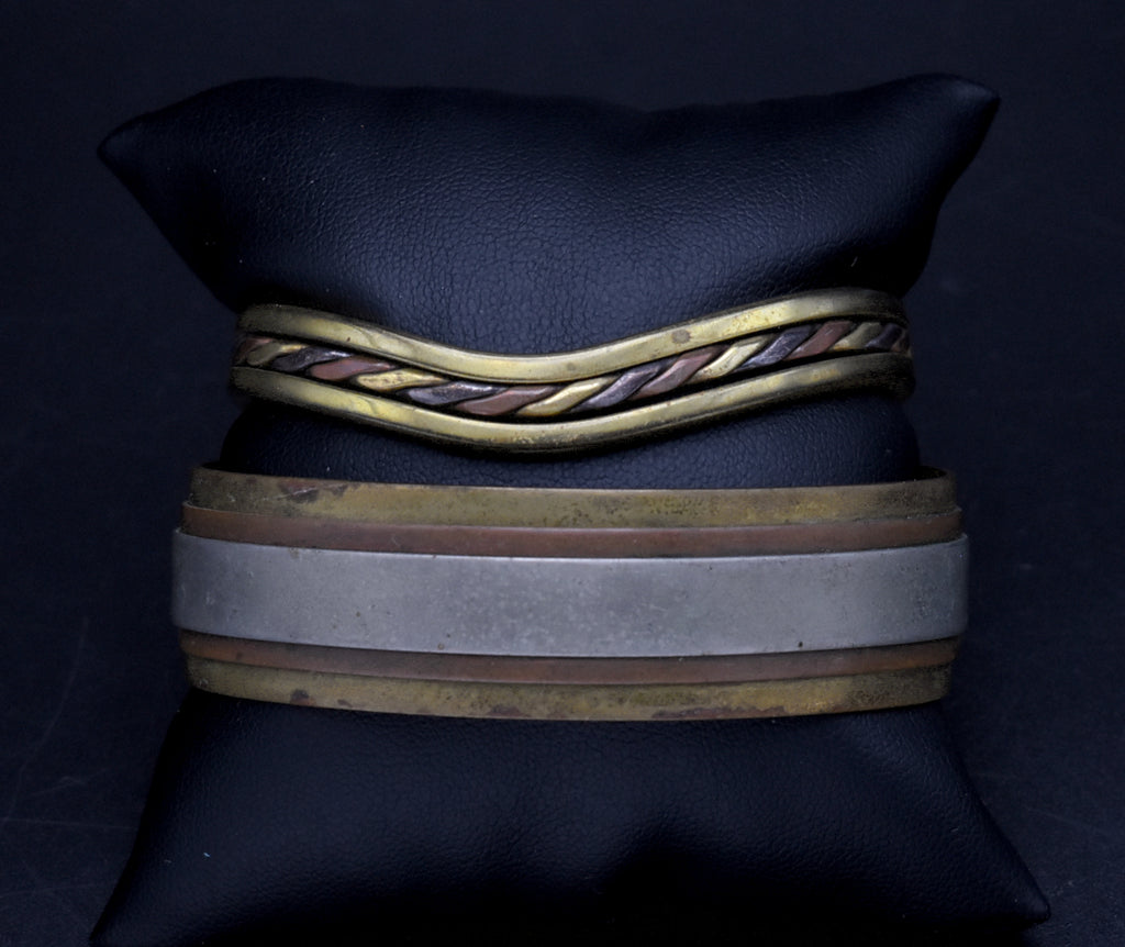 Vintage Pair of Handcrafted Mixed Metal Bracelets