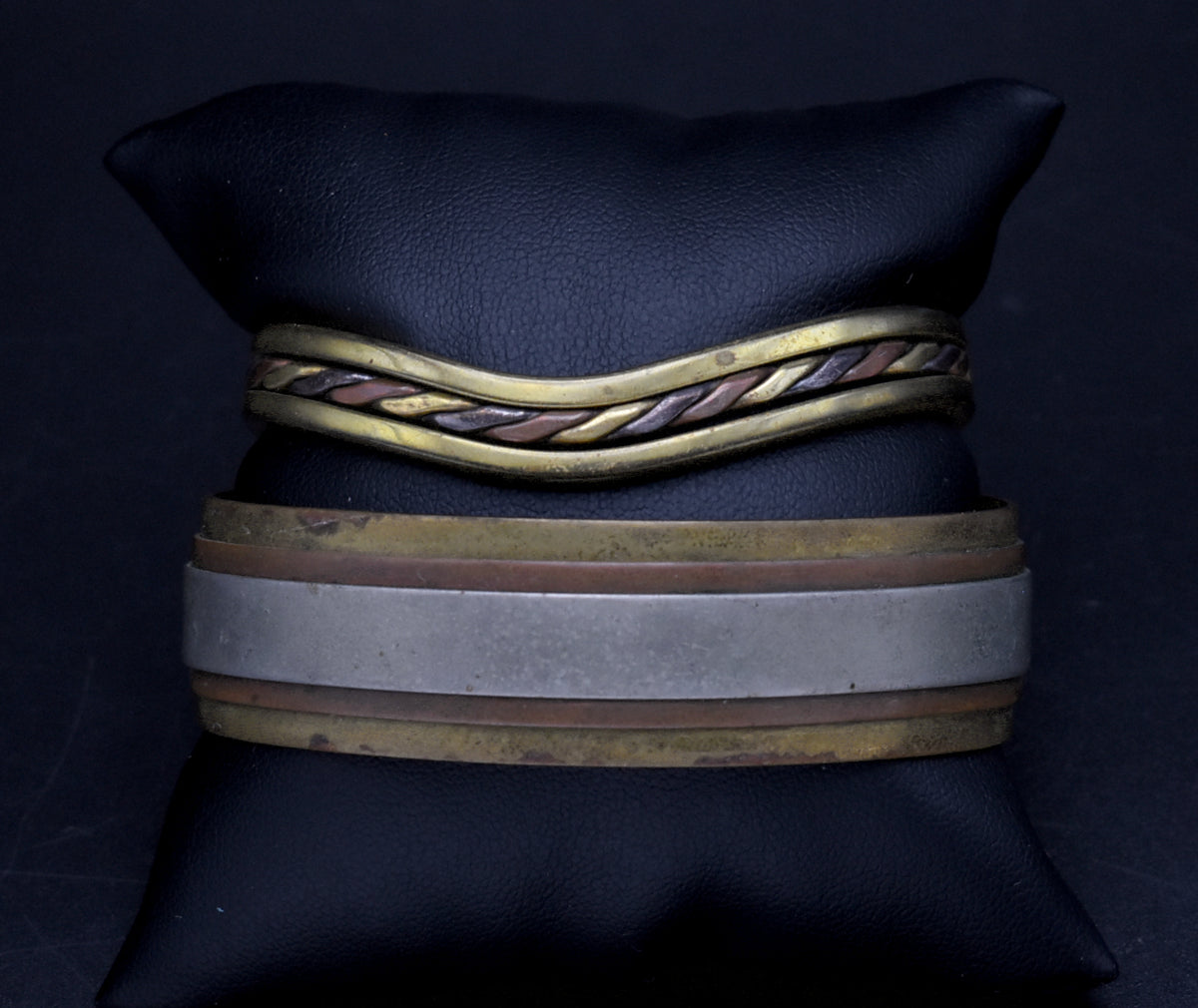 Vintage Pair of Handcrafted Mixed Metal Bracelets