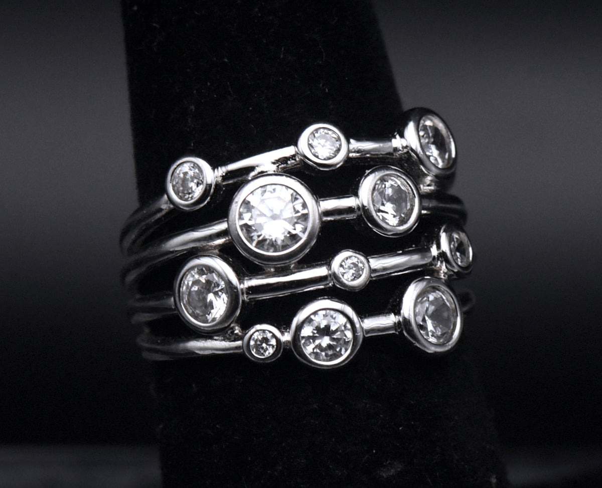 Sterling Silver Cubic Zirconia Ring - Size 6