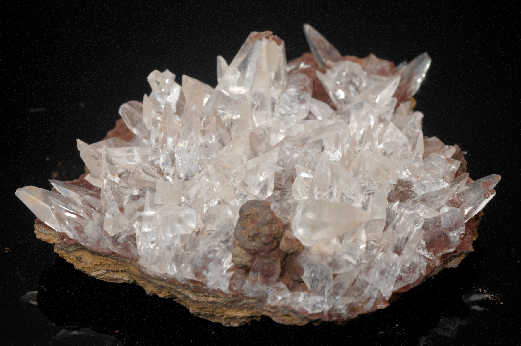 Carminite and Calcite Crystal Cluster Mineral Specimen - Mexico
