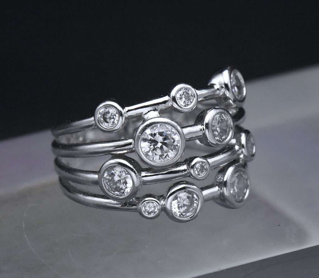 Sterling Silver Cubic Zirconia Ring - Size 6