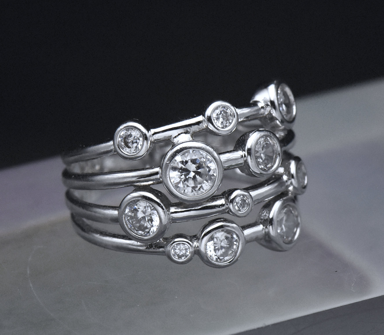 Sterling Silver Cubic Zirconia Ring - Size 6