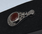 Vintage Sterling Silver Faux Carnelian and Marcasite Pendant