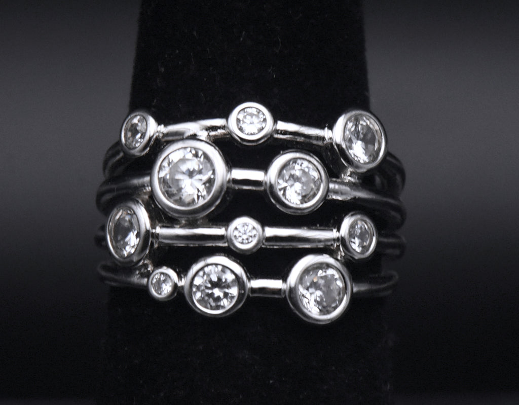 Sterling Silver Cubic Zirconia Ring - Size 6