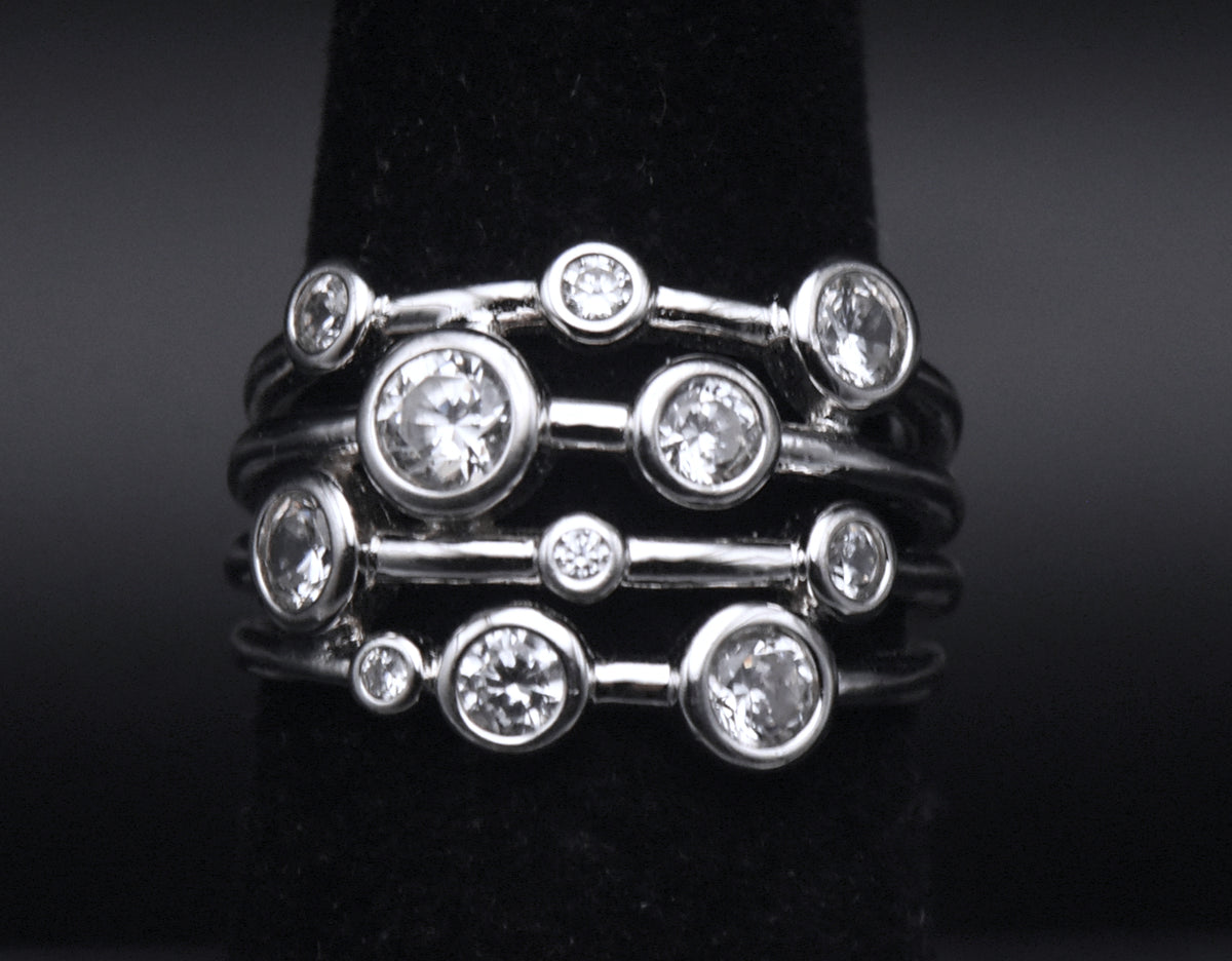 Sterling Silver Cubic Zirconia Ring - Size 6
