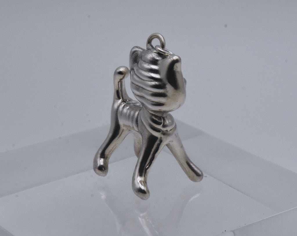 Vintage Sterling Silver Three Dimensional Cat Pendant
