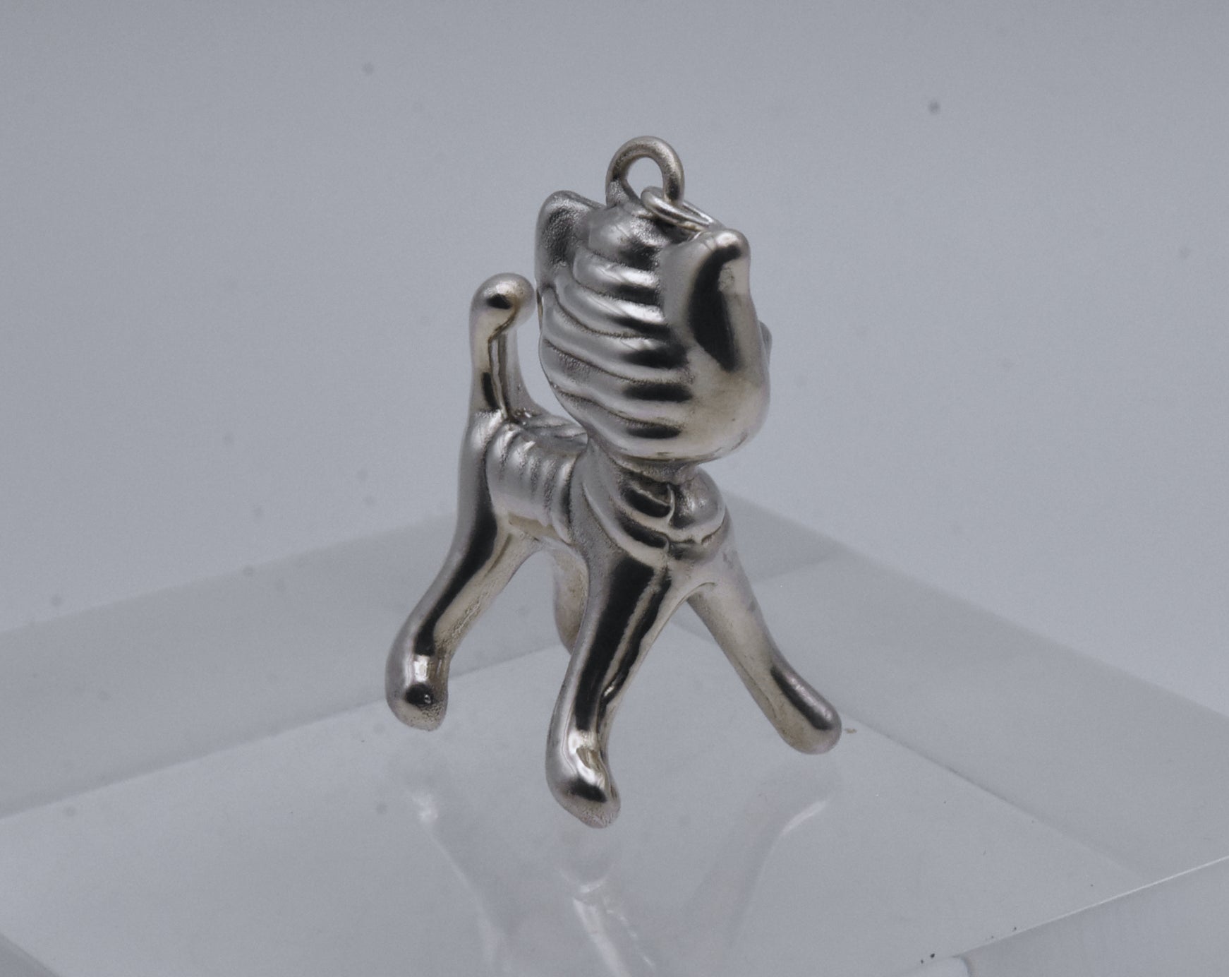 Vintage Sterling Silver Three Dimensional Cat Pendant