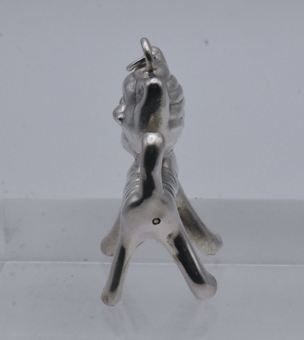 Vintage Sterling Silver Three Dimensional Cat Pendant