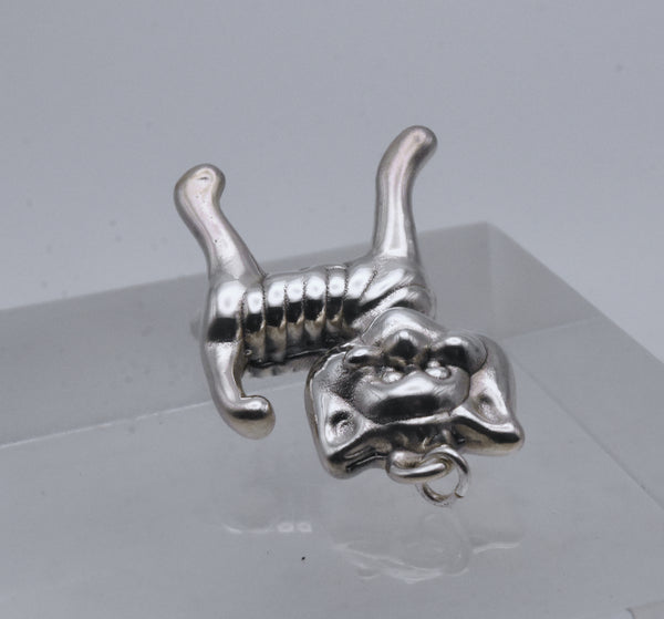 Vintage Sterling Silver Three Dimensional Cat Pendant