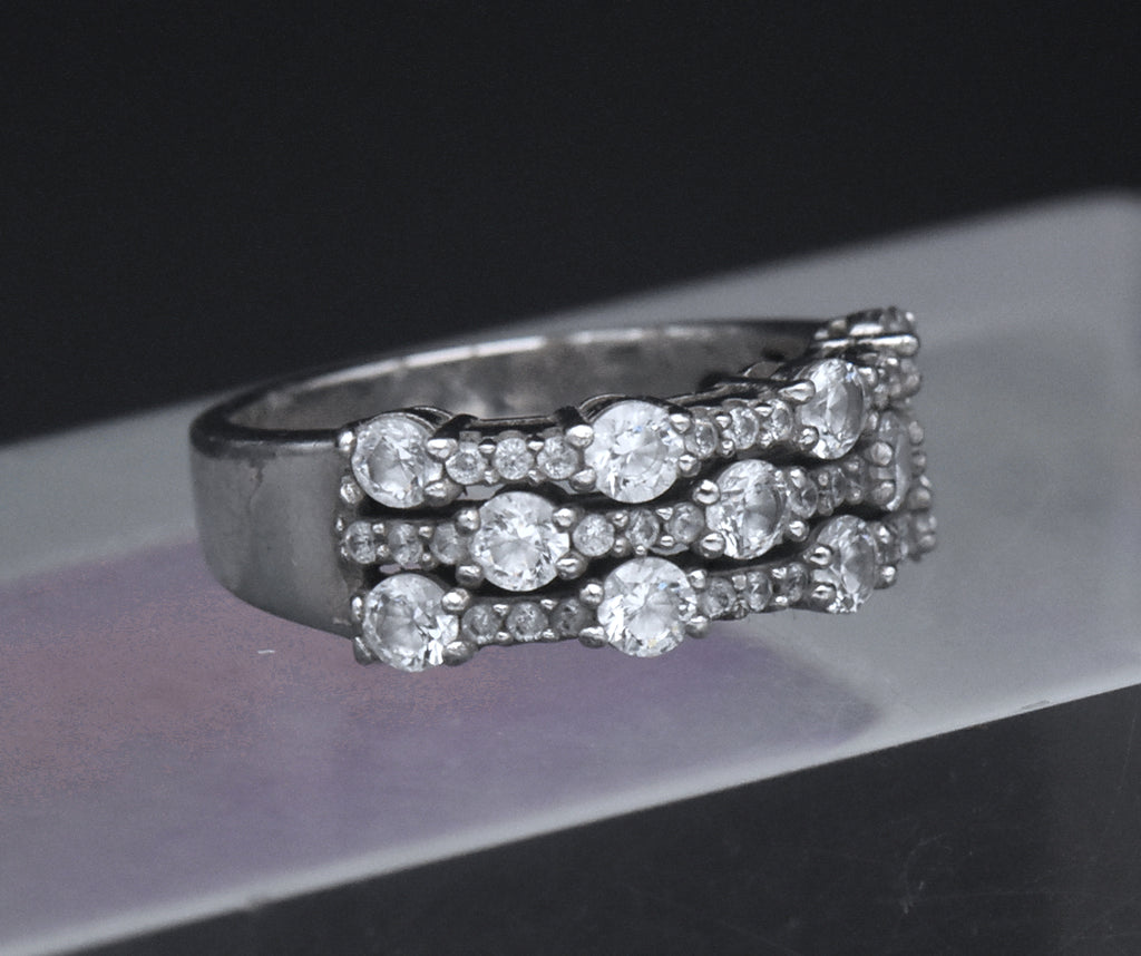 Sterling Silver Cubic Zirconia Band - Size 7