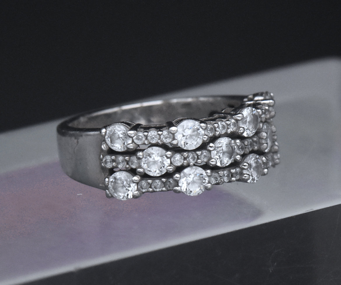 Sterling Silver Cubic Zirconia Band - Size 7