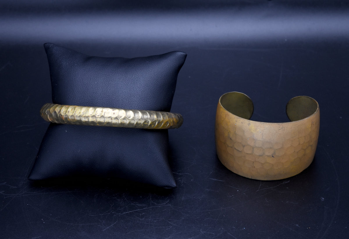 Vintage Pair of Brass Bangle and Cuff Bracelets
