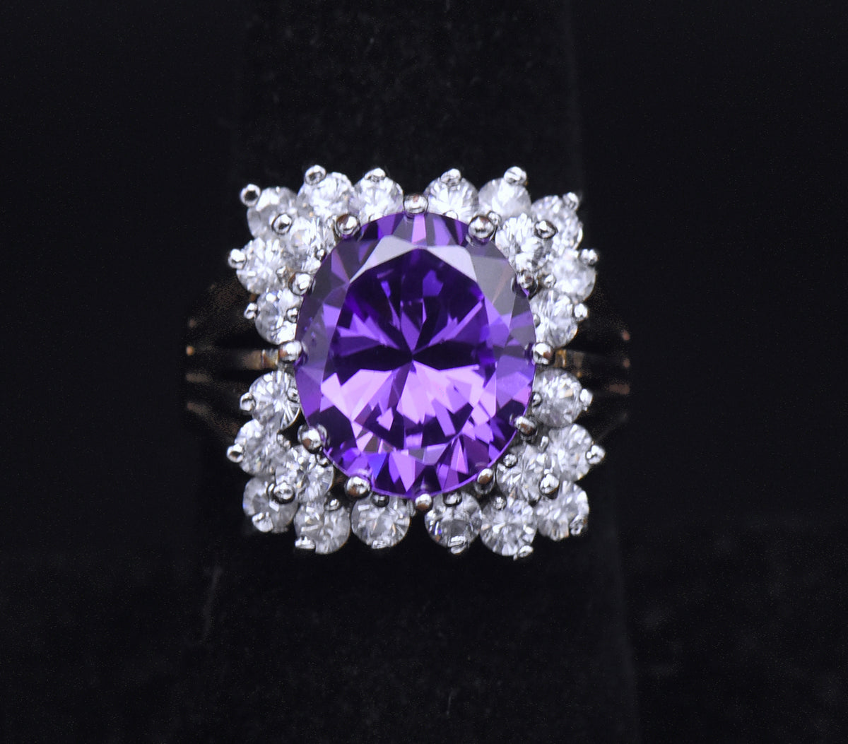 Vintage Gold Tone Sterling Silver Color Change CZ Ring - Size 8