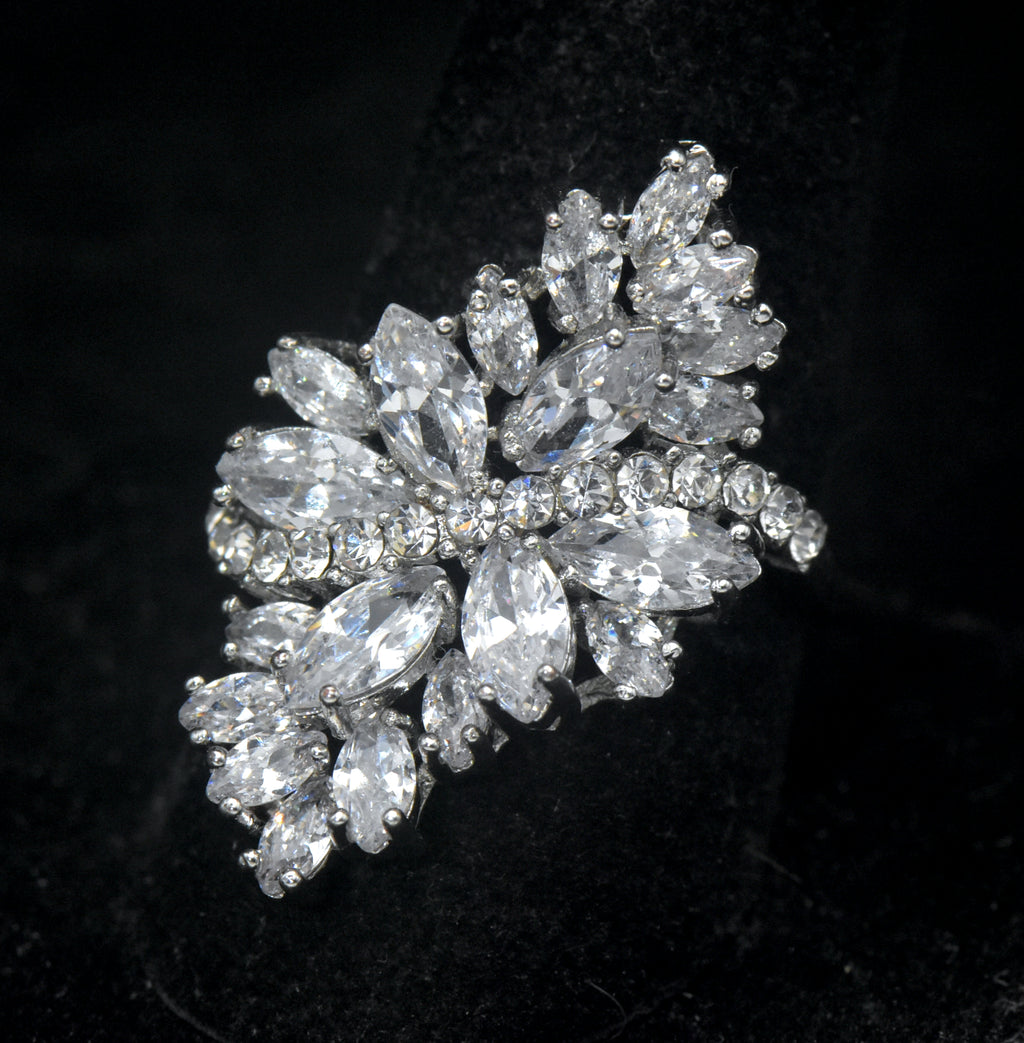 Vintage CZ Cluster Cocktail Ring - Size 9.5