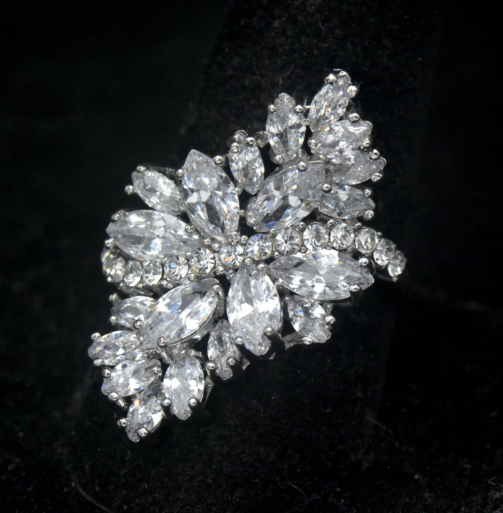 Vintage CZ Cluster Cocktail Ring - Size 9.5