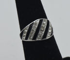 Vintage Sterling Silver Rhinestone and Enamel Ring - Size 5