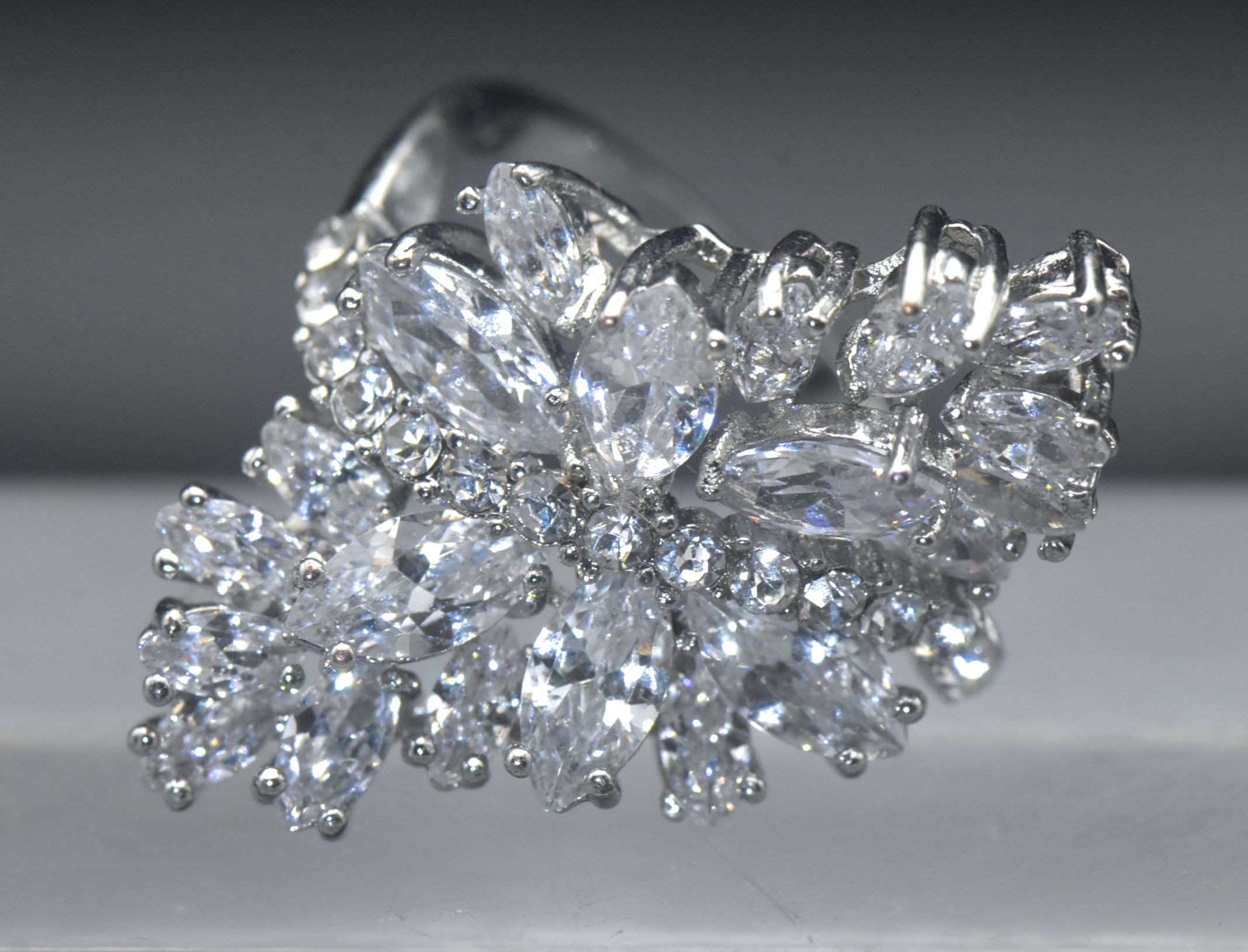 Vintage CZ Cluster Cocktail Ring - Size 9.5