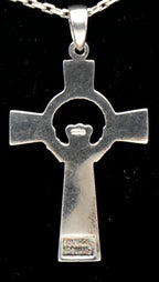 Solvar - Sterling Silver Claddagh Cross Pendant on Sterling Chain Necklace - 17.75"