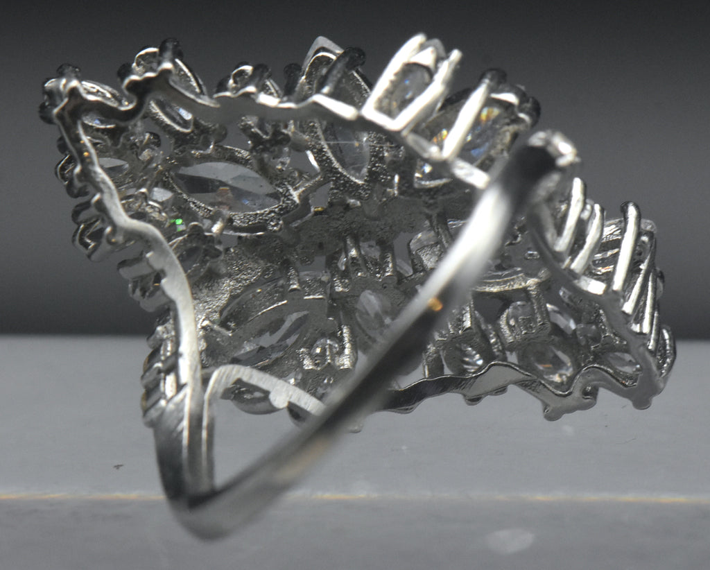 Vintage CZ Cluster Cocktail Ring - Size 9.5
