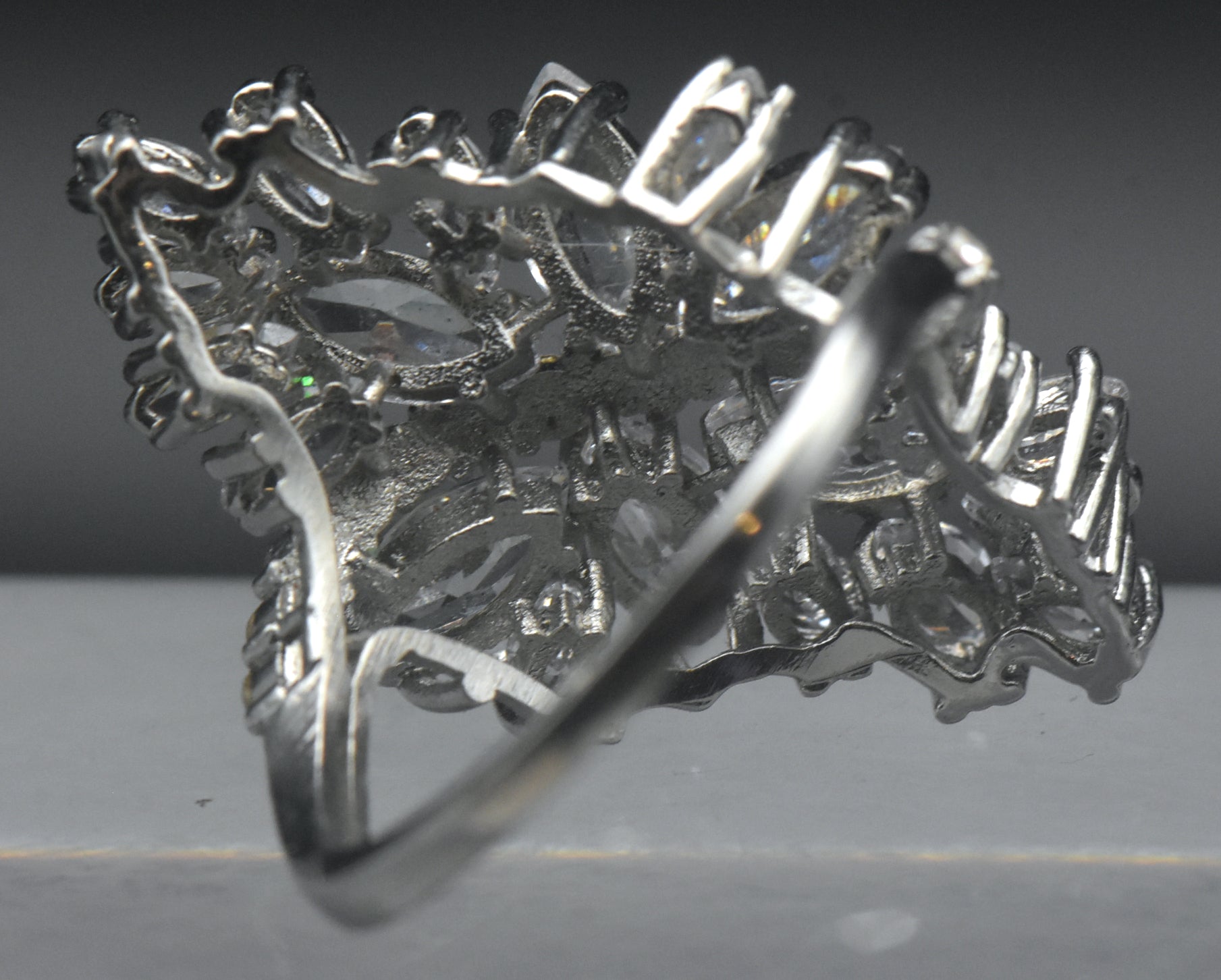 Vintage CZ Cluster Cocktail Ring - Size 9.5