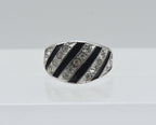 Vintage Sterling Silver Rhinestone and Enamel Ring - Size 5