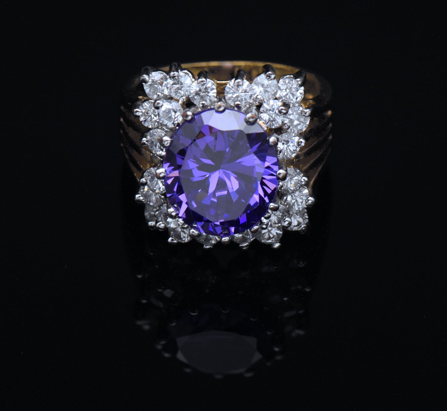Vintage Gold Tone Sterling Silver Color Change CZ Ring - Size 8