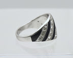 Vintage Sterling Silver Rhinestone and Enamel Ring - Size 5