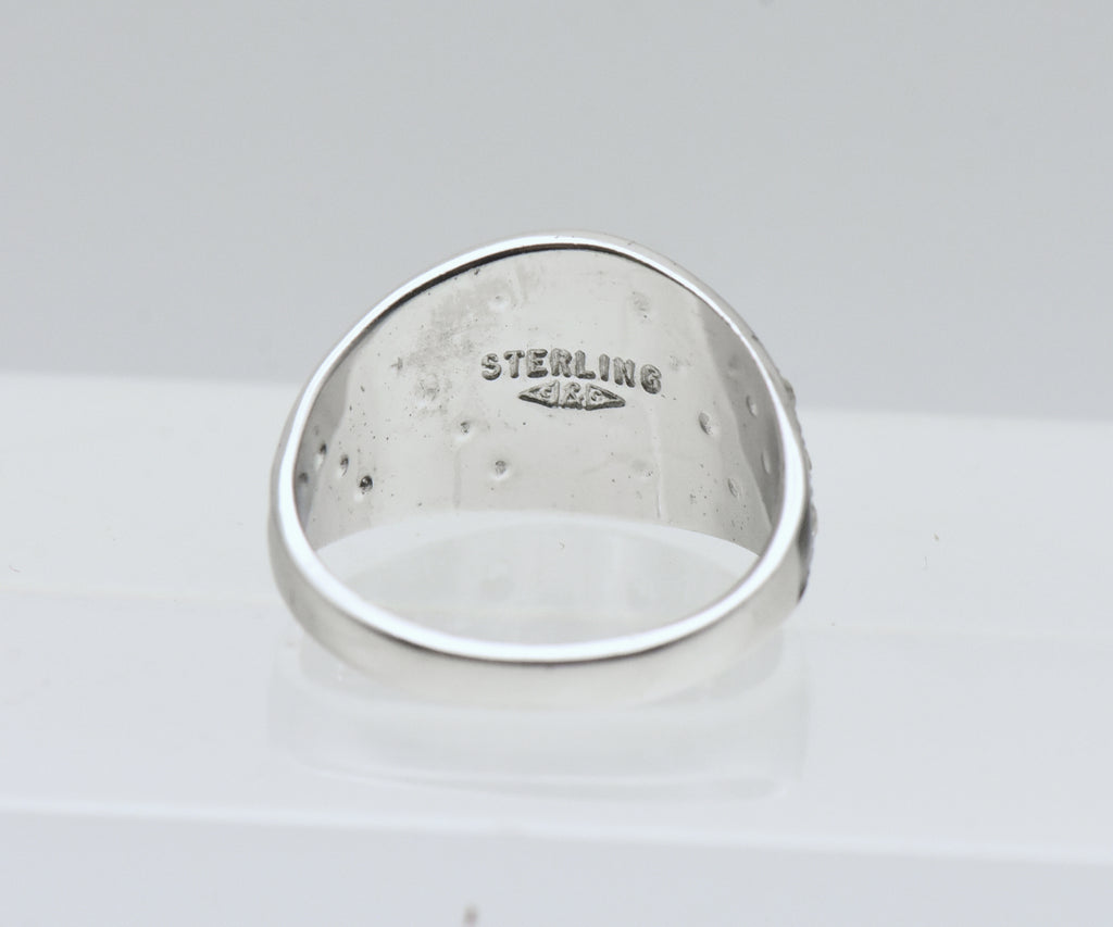 Vintage Sterling Silver Rhinestone and Enamel Ring - Size 5
