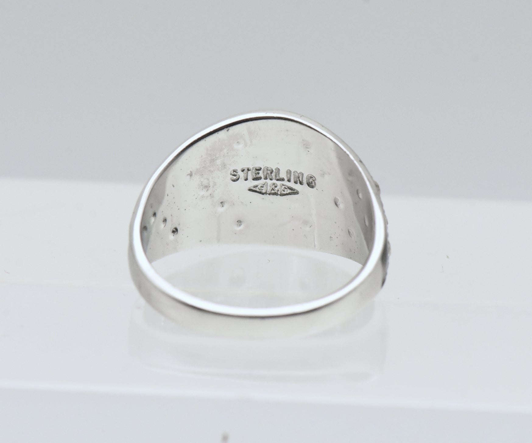 Vintage Sterling Silver Rhinestone and Enamel Ring - Size 5