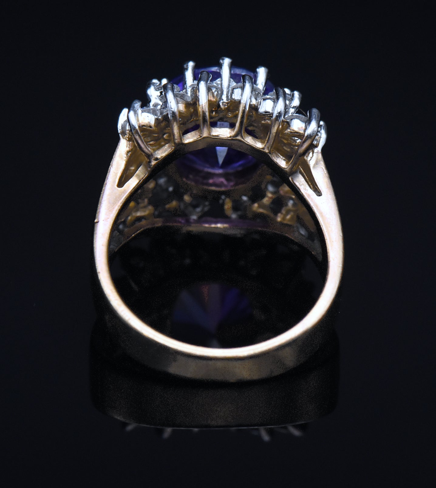 Vintage Gold Tone Sterling Silver Color Change CZ Ring - Size 8