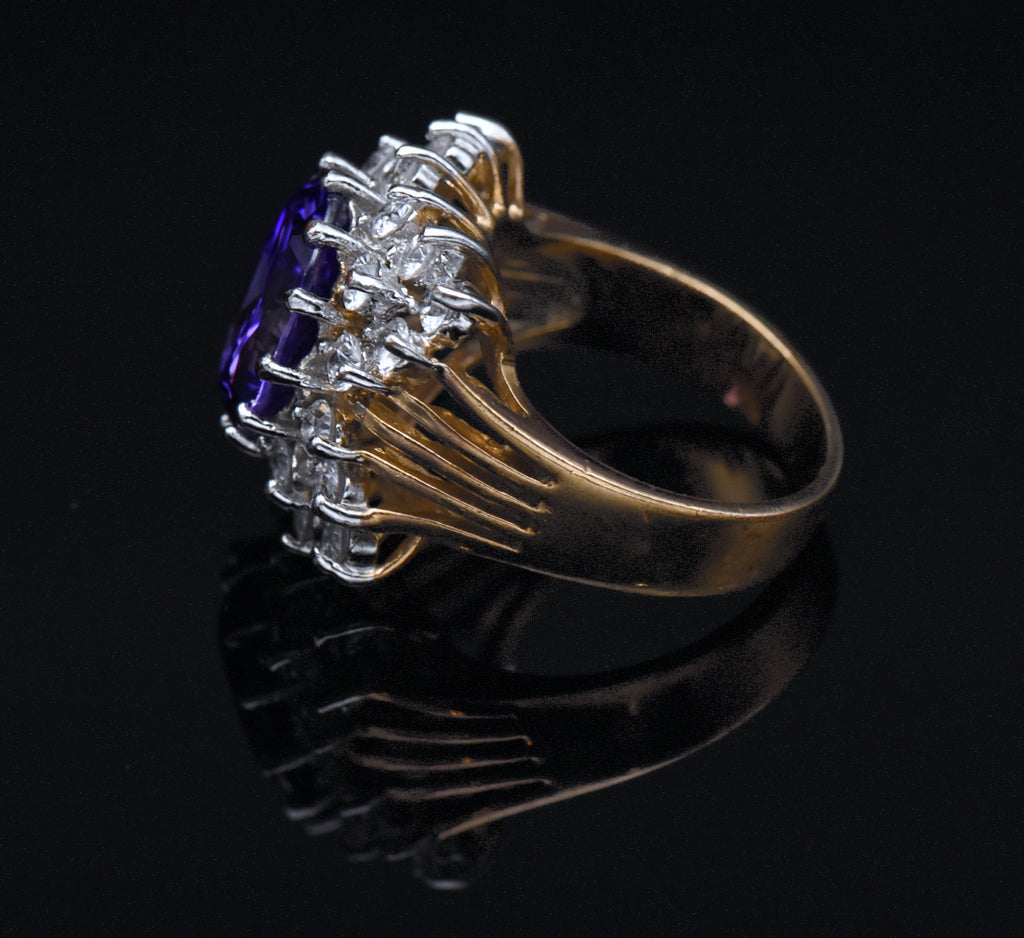 Vintage Gold Tone Sterling Silver Color Change CZ Ring - Size 8