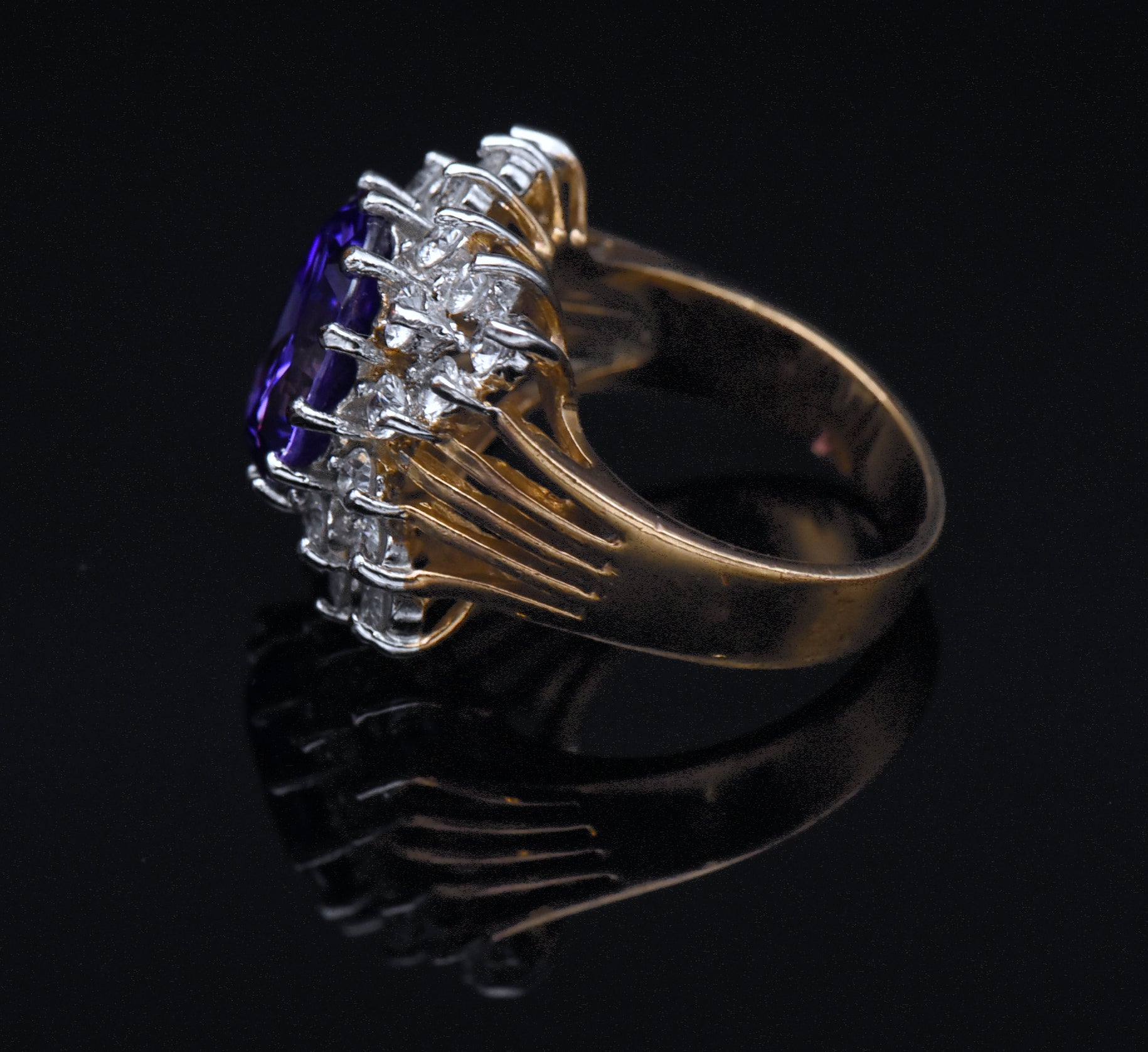 Vintage Gold Tone Sterling Silver Color Change CZ Ring - Size 8