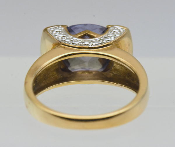 Ross-Simons - Vintage Synthetic Color-Change Sapphire and Diamonds Vermeil Ring - Size 6