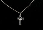 Solvar - Sterling Silver Claddagh Cross Pendant on Sterling Chain Necklace - 17.75"