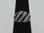 Vintage Sterling Silver Rhinestone and Enamel Ring - Size 5