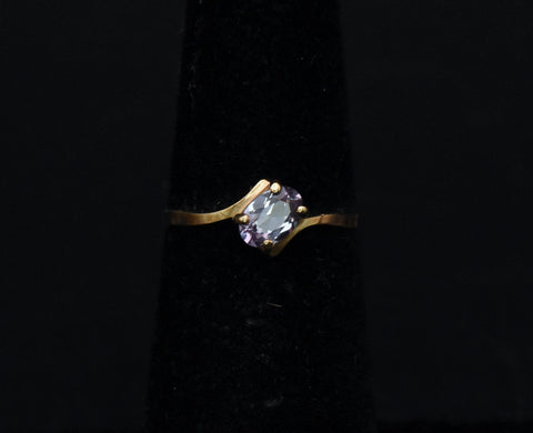 Vintage 10K Gold Synthetic Color Change Sapphire Ring - Size 5