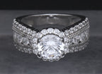 Sterling Silver Round Cut Cubic Zirconia Halo Ring - Size 6.25