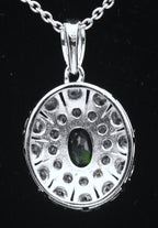 Chrome Diopside and Zircon Sterling Silver Pendant Chain Necklace - 18"