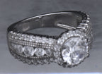 Sterling Silver Round Cut Cubic Zirconia Halo Ring - Size 6.25
