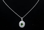 Chrome Diopside and Zircon Sterling Silver Pendant Chain Necklace - 18"