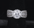 Sterling Silver Round Cut Cubic Zirconia Halo Ring - Size 6.25