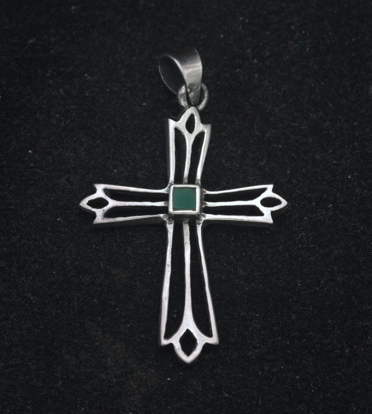 Vintage Sterling Silver and Enamel Cross Pendant