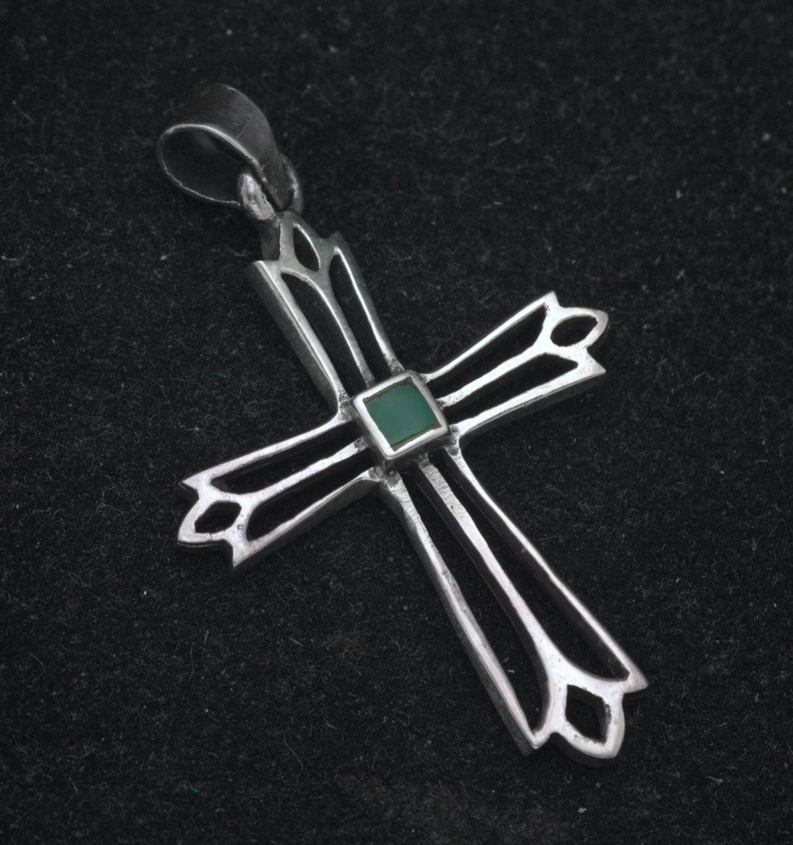 Vintage Sterling Silver and Enamel Cross Pendant