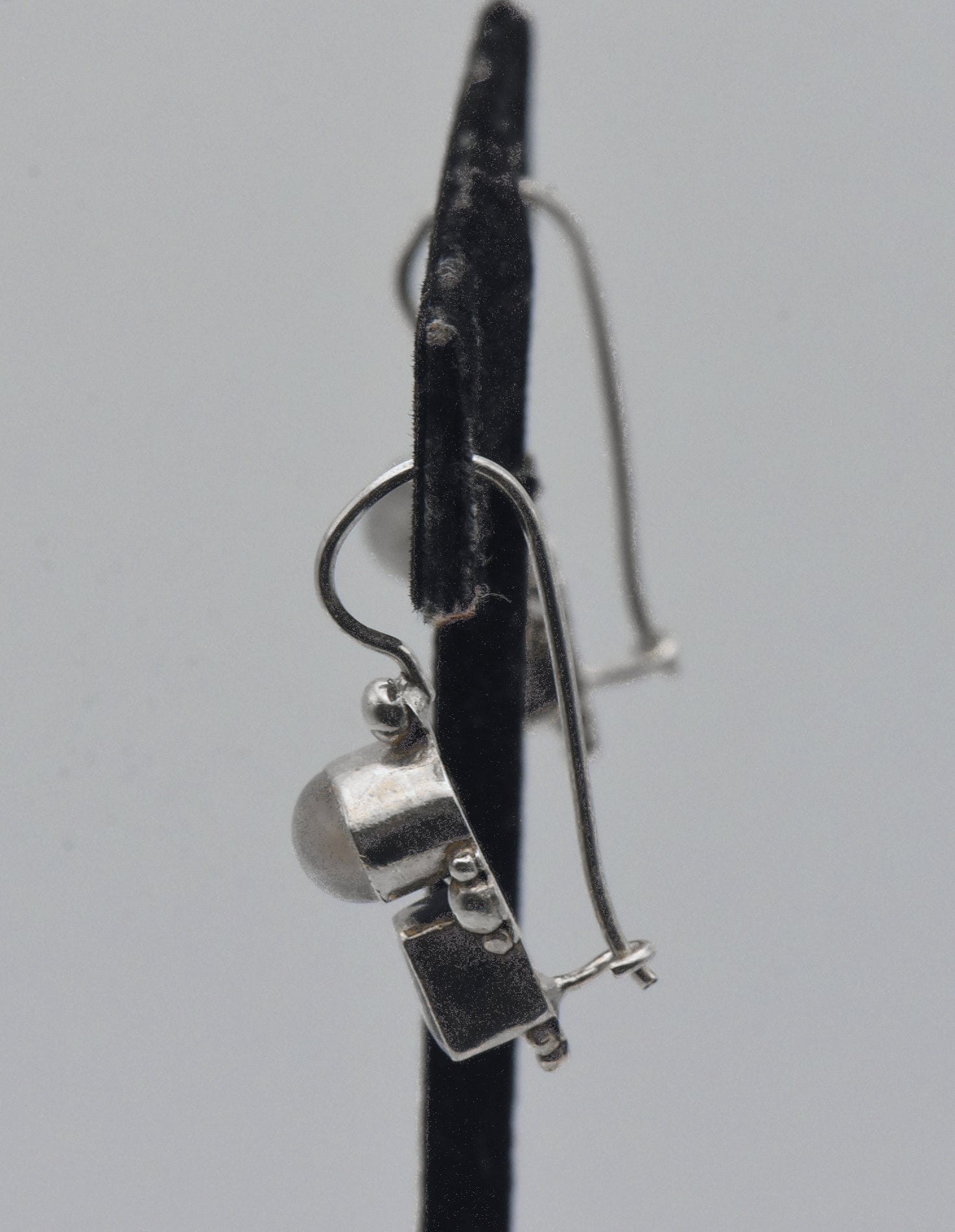 Vintage Cat's Eye Moonstone and Amethyst Sterling Silver Earrings