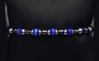 Vintage Sterling Silver, Hematite, Cat's Eye Glass Beaded Bracelet - 7.5"