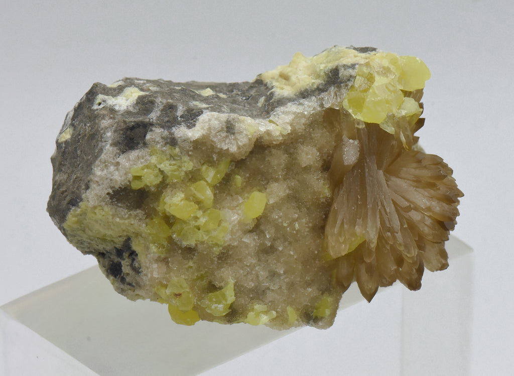 Celestine Crystal Cluster with Sulfur Mineral Specimen - Poland