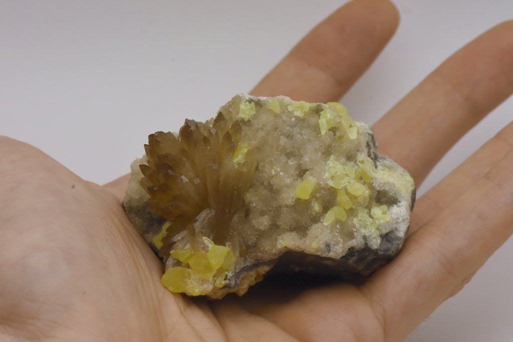 Celestine Crystal Cluster with Sulfur Mineral Specimen - Poland