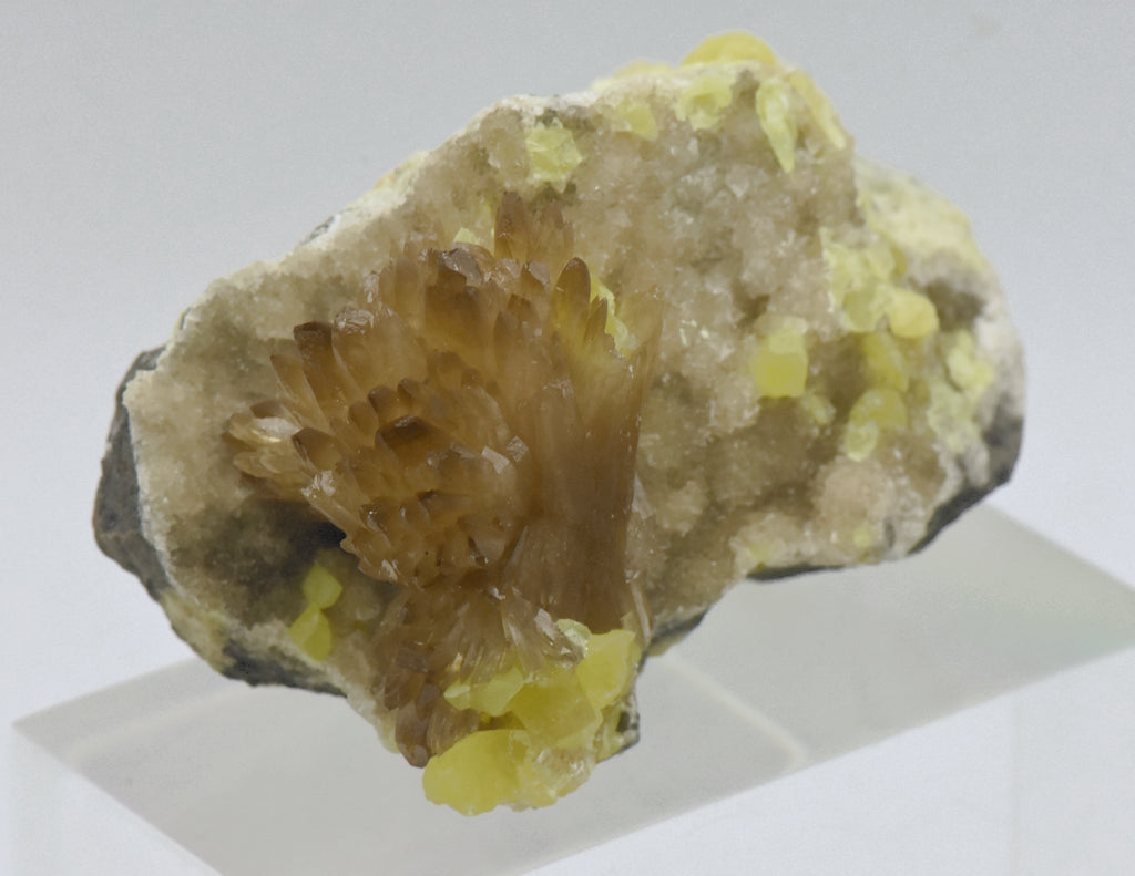 Celestine Crystal Cluster with Sulfur Mineral Specimen - Poland