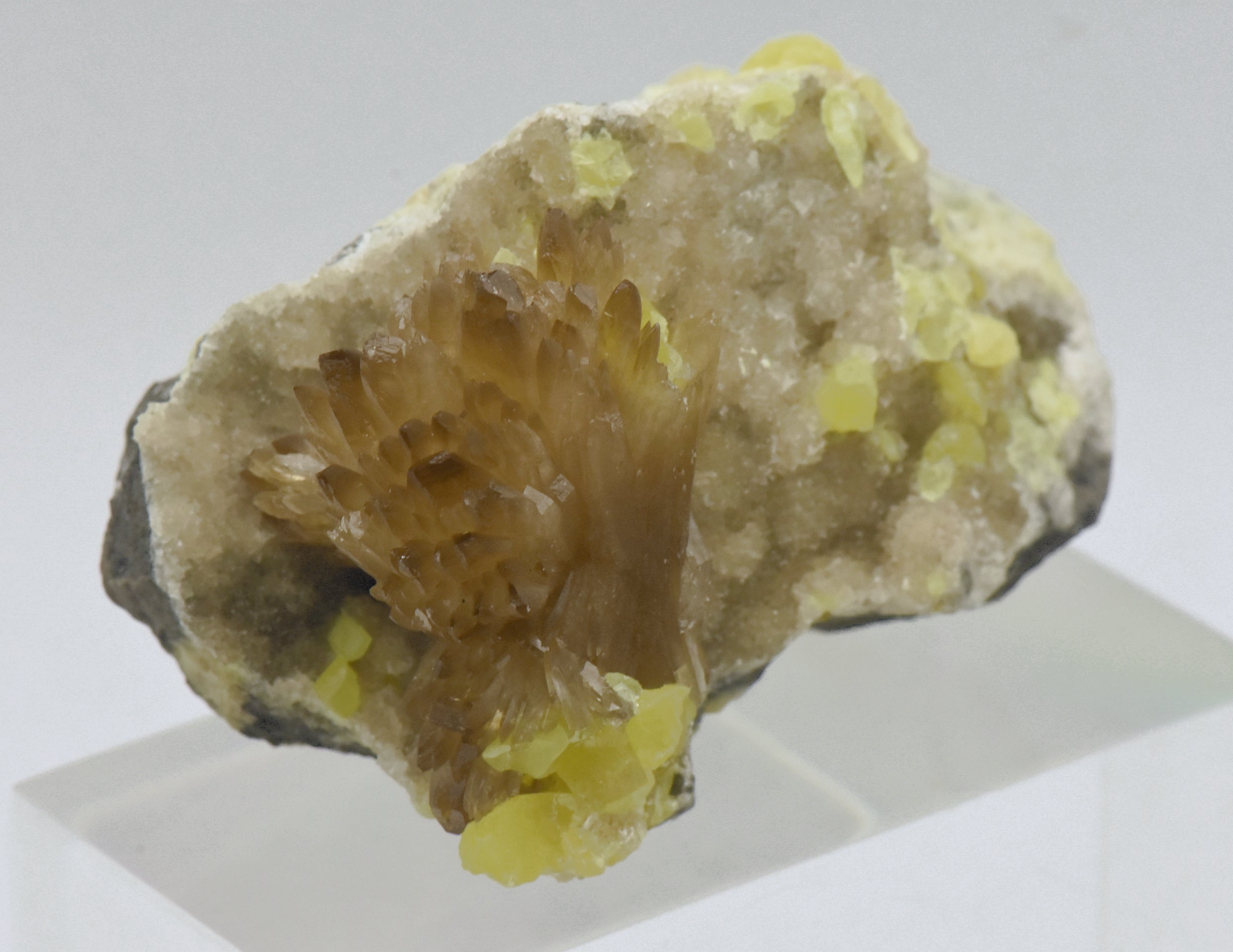 Celestine Crystal Cluster with Sulfur Mineral Specimen - Poland