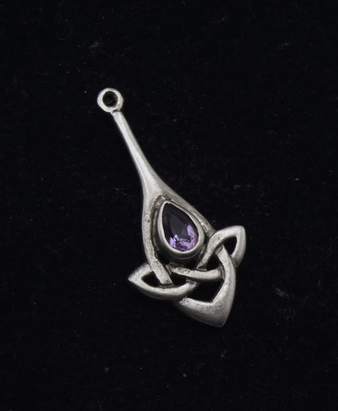 Kit Heath - Vintage Sterling Silver Amethyst Celtic Knot Pendant